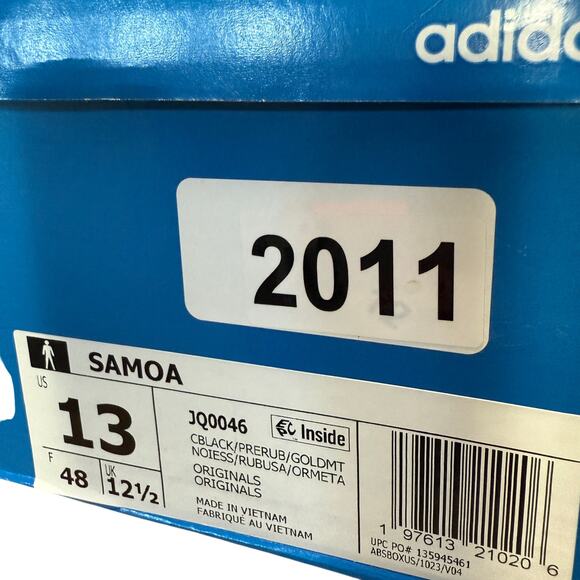 Adidas Originals Samoa Men's Size 13 Black Red Pebbled Leather Sneakers - Picture 9 of 9